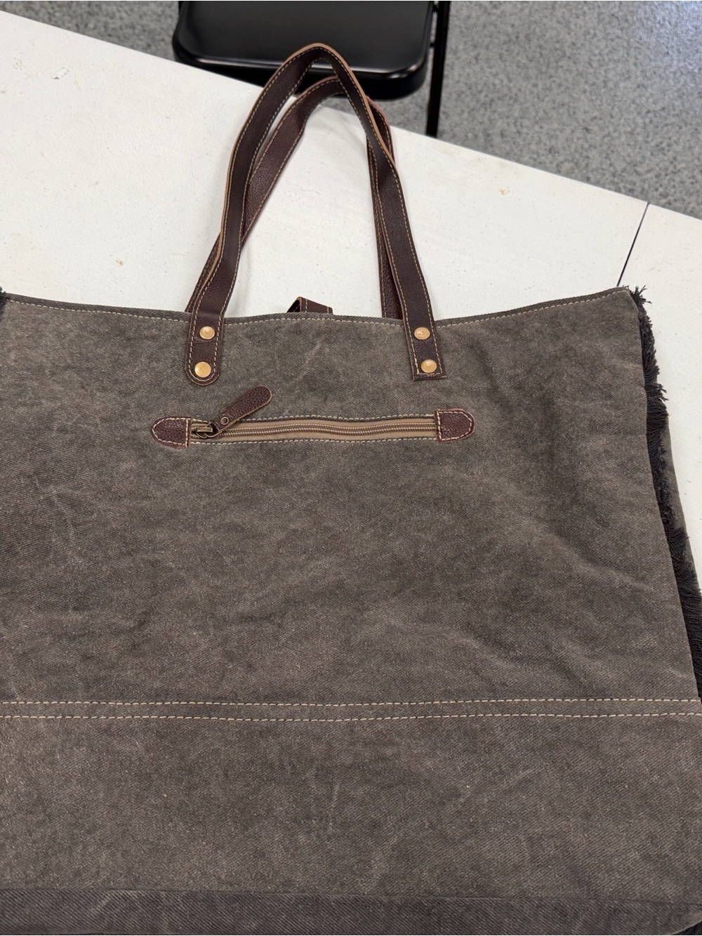 Myra Bag Geometric Tote in Brown, Yellow, Gray - Picture 2 of 2